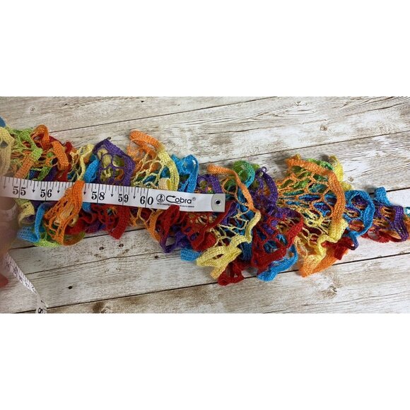 Crochet Scarf Colorful Summer Cotton Bright 5x70 Calypso Floral Flowers - Picture 8 of 10